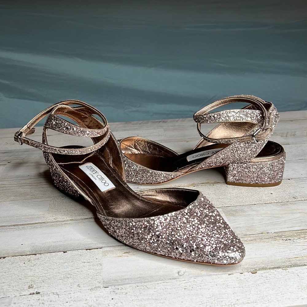 Jimmy Choo Metallic Pink Leather Glitter